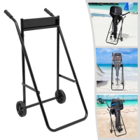 50kg/110lbs Outboard Boat Motor Stand Carrier Cart Foldable Storage Stand Heavy Duty Boat Engine Shelf Black