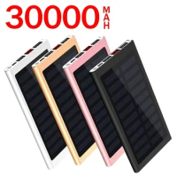 30000 mAh 2USB Slim Solar Wireless Charging Portable Power Bank for iPhone LaptopSolar wireless powe