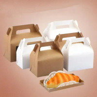10/20PCS Candy Treat Boxes Kraft Paper Party Favor Gift Boxes with Handles for Birthday Christmas Cardboard Box Goodies Boxes