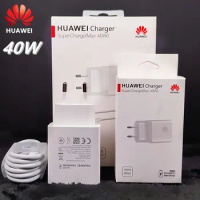 Huawei P40 Lite Charger 40W SuperCharge Fast charge adapter USB Type C cable For Huawei P40 pro P30 20 MATE 20 PRO Mate30 honor