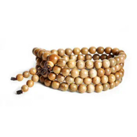 Tibetan Buddhism 108 Silk Nanmu Wood Prayer Beads Mala Necklace
