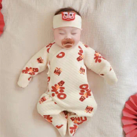 Baby Jumpsuit Newborn Cotton Rompers Infant Boys Girls With Anti - Scratch Glove Autumn Winter Thick Quilted Soft Climb Clothes