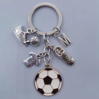 Fashion football Metal Keychain men gift Key chain Soccer Shoes and Football Car Key Ring Gift party Keychains Jewelry