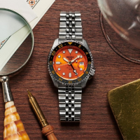 SEIKO 精工錶 5 Sports 4R34-00A0U(SSK005K1) SKX GMT雙時區指針機械錶 橘面 42.5mm_SK037