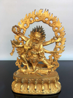 藏傳老銅佛純銅鎏金六臂瑪哈嘎拉黑財神佛像居家佛堂供養圣像擺件