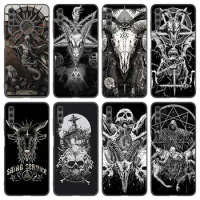 Satanic Scary Skull Phone Case For Huawei Y6 Y7 Y9 Prime Y5 2018 2019 2020 Y7A Y9A Y5P Y6P Y7P Y8P Y6S Y8S Y9S Soft Black Cover
