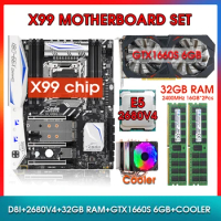 X99-D8I Motherboard KIT Xeon E5 2680 V4 CPU 32GB RAM (16GB * 2) 2400MHz with GTX 1660S 6GB Video Card and cooler