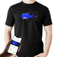 Bluetooth Programmable Led T-shirt Dj LED Tshirt Built-in Battery Scrolling Text Animation Message Matrix Display