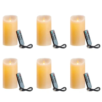 6X LED Candles, Flickering Flameless Candles, Rechargeable Candle, Real Wax Candles With Remote Control,10Cm A