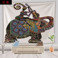 泰國大象掛布ins東南亞數碼印花神像掛毯曼陀羅墻布桌布掛旗大象