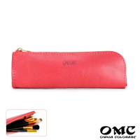 【OMC•植鞣革】單扁型拉鍊文具刷具收納袋95066-粉色