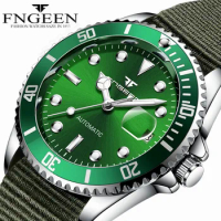 2024 Luxury Brand Men Watch Steel Tourbillon Skeleton Mechanical Watches Luminous Automatic Date Diamond FNGEEN 9001 Wristwatch