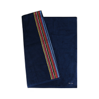 Paul Smith字母刺繡LOGO單邊直條紋設計純棉浴巾(大/海軍藍x多色)