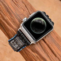 Exclusive Zebra Stones Apple Watch Strap Bohemian Contracted Style Bracelet Irregular Grain Apple Watch Band Drop-shipping