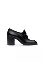Prada Prada Leather Logo Loafers - PRADA - Black