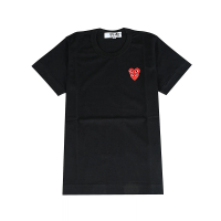 【Comme Des Garcons CDG】Comme Des Garcons Play川久保玲雙重疊紅心短袖T恤(黑x紅/女款)