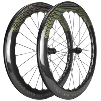 Tubeless Road Bike Wheelset, Bicycle Carbon Wheels, 700C Disc Brake, Black and Gold