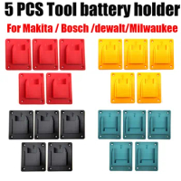 5Packs Tool Mount Storage Bracket For Makita/Bosch/Dewalt/Milwaukee 18V Li-ion Battery Tool Machine Drill Holder Slots Stand