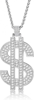 KeyStyle Dollar Sign Chain for Men Fake Diamond Money Pendant Necklace Hip Hop Rhinestone Rapper Cos