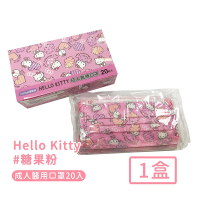 Hello kitty 台灣製成人款平面醫療口罩20入/盒(糖果粉)