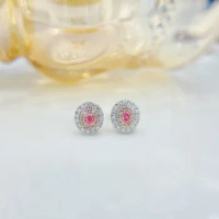 YM2023 Pink diamonds 0.10ct Solid 18K White Gold Nature Pink Diamonds Female Studs Earrings for Women Fine Earrings