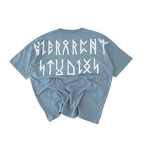 Hierarchy Studios - Runic Wide Logo Oversized T-Shirt Dusty Blue Dusty Blue L