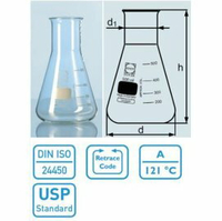 《實驗室耗材專賣》德國  DURAN 刻度三角燒瓶(廣口) 2000ML 實驗儀器 玻璃製品