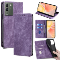 Magnetic Leather Flip Phone Case for VIVO V29E X100 IQOO Z8X 12 Pro Y17S 4G Y02A Y200 Y27 Y78T 5G T2 Flip Cover Wallet Case RFID