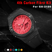 Luxury Carbon Fiber Case for Casioak GA2100 GA2110 Modification Kit for GA-2100 GA-B2100 2110 Metal Bezel Frame &amp; Rubber Strap