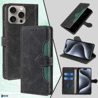 Magnetic Buckle Leather Flip Phone Case For iPhone 15 14 13 12 11 XS Pro Max 8 7 6S 6 Plus XR X SE3 Contrasting color Book Cover