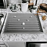 Tempat Display Perhiasan Nampan Cincin, Tempat Penyimpanan dan Pajangan Perhiasan Cincin 25 x 35 Abu