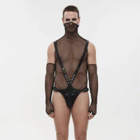 Gay Rave Harness Men BDSM Pu Leather Studded Decor Harness Adjustable BDSM Clothing Sex Belt Erotic Costume Chest Harness