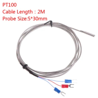 PT100 Temperature Sensor Stainless Steel RTD PT100 Temperature Sensor Thermocouple with 2m 3 Cable Wires