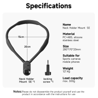 ที่ยึดคอ TELESIN ที่ยึดหน้าอกสำหรับ GoPro 13 12 Hero 11 10 9 8 7 Insta360 DJI Osmo Action อุปกรณ์เสร