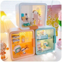 Acrylic Storage Rack for Bubble Mart Dimoo, Dust-proof Cabinet, Landscaping Box, Action Figures, Hanging Display Case
