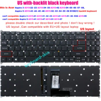 New US with-backlit NO-frame Keyboard For Acer Aspire 5 A515-43,A515-43G,A515-52,A515-52G,A515-54G,A515-55,A515-56 laptop