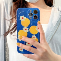 手機殼 ● 藍色油畫檸檬花朵適用iPhone13promax蘋果12手機殼11潮xs矽膠xr女
