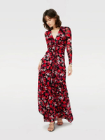 ชุดกระโปรง DVF ADARA DRESS PASSION PETALS สี BERRY RED