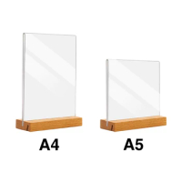 Sign Holder Wood Base Office Restaurants Store Menu Picture Frame Desktop For Table Top Dual Use T L Shape A4 A5 Double Sided