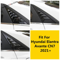 Carbon Fiber Look Triangle Blinds Louvers Cover Protector Rear Glass Window Shutter For Hyundai Elantra Avante CN7 2021 - 2023