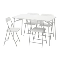 TORPARÖ 戶外餐桌椅組, 白色/白色/灰色, 130 公分