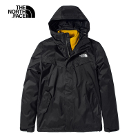 【The North Face】北面男款黑色防水透氣連帽三合一外套|4U7XUJF