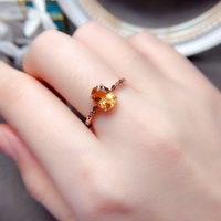 招財黃寶石 天然黃水晶925純銀戒指指環 疊圈開口設計可調節 禮物