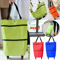 Lightweight Portable Foldable Reusable Shopping Cart With Wheels Grocery Bags Tote Bags Shopping Bags Trolley Cart