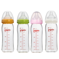 【Pigeon貝親 官方直營】寬口母乳實感玻璃奶瓶240ml(4色)