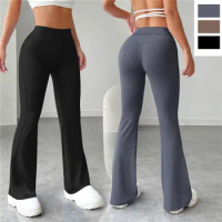 2023 New Flare Leggings Yoga Pants Women High Waist Wide Leg Pants Women Gym Sports Black Flared Pant Plus Size Dance Trousers
