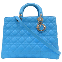 【二手名牌BRAND OFF】Dior 迪奧 藍色 羊皮 Lady Dior 两用包