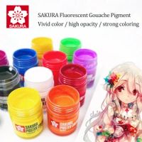 Sakura Gouache Paint 45ml Fluorescent Paint Gouache PWD45 De-gumming Water Powder Decoupage Advertising Design Exam Art Supplies