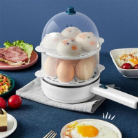 220V Household Electric Egg Steamer 2 Layers Steaming Cooking Machine Non-stick Mini Frying Pan Multi Cooker Egg Boiler