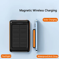 5000mAh Magnetic Qi Wireless Charger Power Bank for iPhone 14 13 12 Mini Solar Powerbank LED Light for Samsung S23 Huawei Xiaomi
